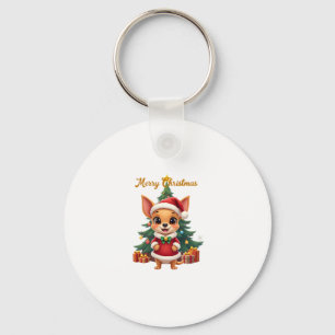 Chihuahua Hund Frohe Weihnachten Schlüsselanhänger