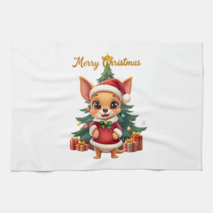 Chihuahua Hund Fröhliche Weihnachten Geschirrtuch