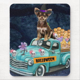 Chihuahua-Hund Halloween-LKW Gruselige Nacht Mousepad