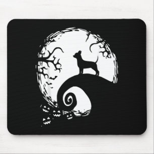 Chihuahua Hund Halloween mit Mond-Kürbis Mousepad