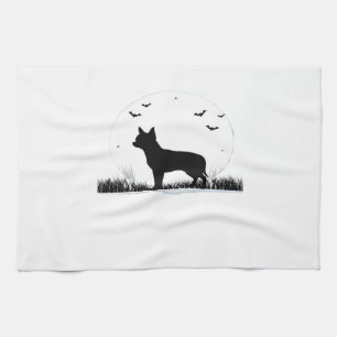 Chihuahua Hund � Halloween Mond Silhouette Klassik Geschirrtuch