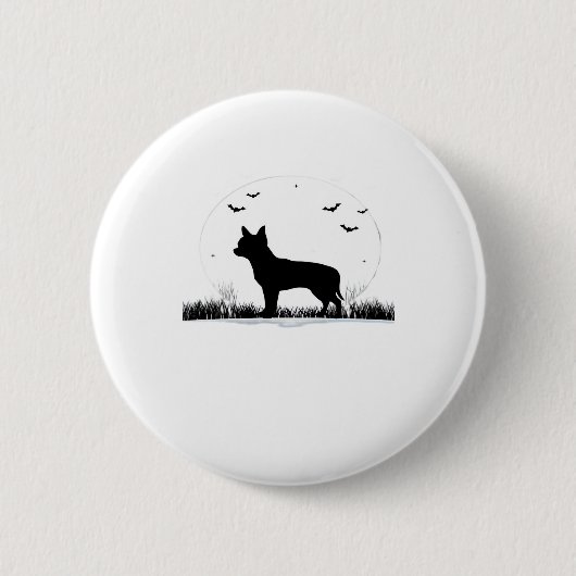 Chihuahua Hund � Halloween Moon Silhouette Classic Button (Vorderseite)