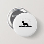 Chihuahua Hund � Halloween Moon Silhouette Classic Button (Vorne & Hinten)