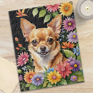 Chihuahua-Hund Haustier-Porträt Aquarell-Tier Puzzle