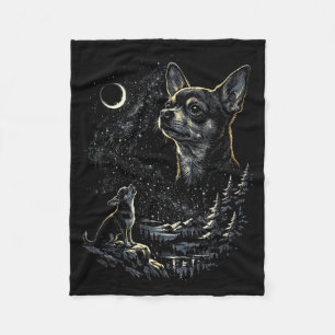 Chihuahua-Hund heult Mond Vintage 90er Lustig Fleecedecke