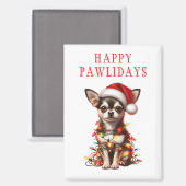 Chihuahua-Hund hing an Weihnachtslichtern Magnet (Vorderseite/Rückseite)