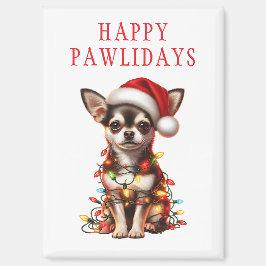 Chihuahua-Hund hing an Weihnachtslichtern Magnet