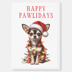 Chihuahua-Hund hing an Weihnachtslichtern Magnet