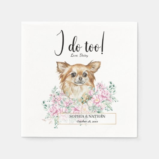 Chihuahua Hund Hochzeitcocktail Napkins Serviette (Vorderseite)