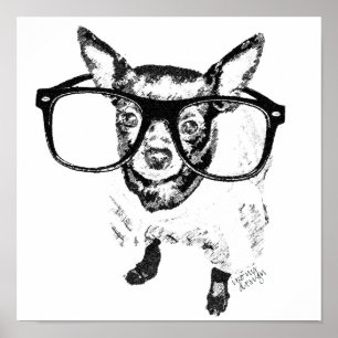 Chihuahua-Hund-Illustrationszeichnung Poster