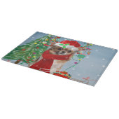 Chihuahua Hund im Schnee mit Weihnachtsgeschenken Schneidebrett (Ecke)