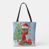 Chihuahua Hund im Schnee mit Weihnachtsgeschenken Tasche (Rückseite)