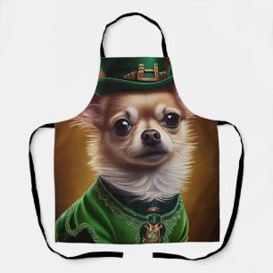 Chihuahua-Hund im St. Patrick's Day-Kleid Schürze