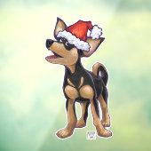 Chihuahua-Hund in einer Weihnachtsmannmütze Fensteraufkleber (Blatt 3)