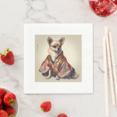 Chihuahua Hund in japanischer Kimono Robe Illustra Serviette (Beispiel)