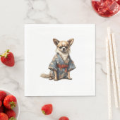 Chihuahua Hund in japanischer Kimono Robe Illustra Serviette (Beispiel)