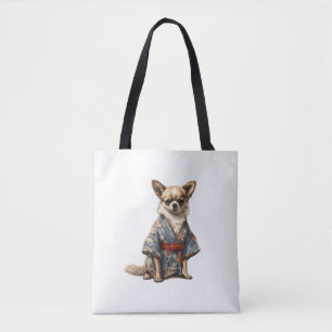 Chihuahua Hund in japanischer Kimono Robe Illustra Tasche