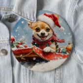 Chihuahua Hund in Sledge Let it Schnee Weihnachten Button (Beispiel)