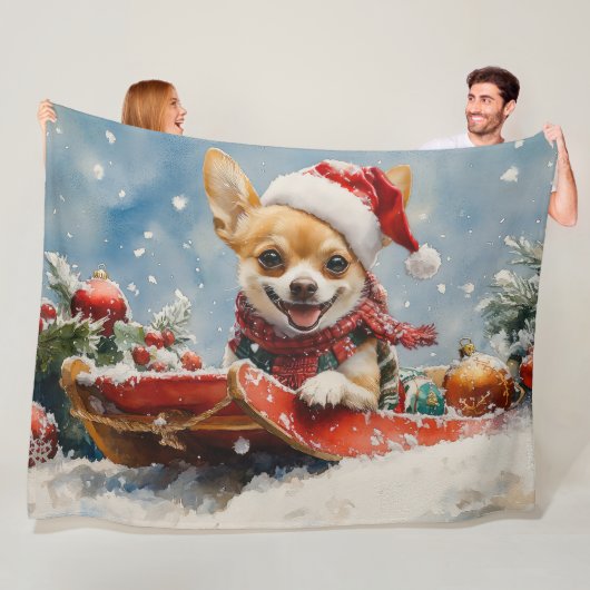 Chihuahua Hund in Sledge Let it Schnee Weihnachten Fleecedecke (Beispiel)
