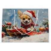 Chihuahua Hund in Sledge Let it Schnee Weihnachten Große Geschenktüte (Vorderseite)