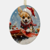 Chihuahua Hund in Sledge Let it Schnee Weihnachten Keramik Ornament (Rechts)