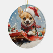 Chihuahua Hund in Sledge Let it Schnee Weihnachten Keramik Ornament (Links)