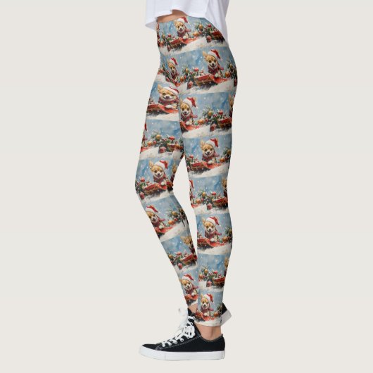 Chihuahua Hund in Sledge Let it Schnee Weihnachten Leggings (Links)