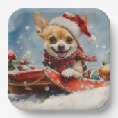 Chihuahua Hund in Sledge Let it Schnee Weihnachten Pappteller (Vorderseite)