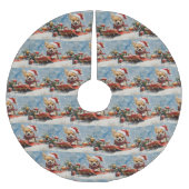 Chihuahua Hund in Sledge Let it Schnee Weihnachten Polyester Weihnachtsbaumdecke (Vorderseite)