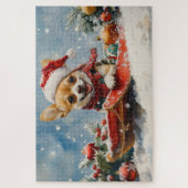 Chihuahua Hund in Sledge Let it Schnee Weihnachten Puzzle (Vertikal)