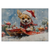 Chihuahua Hund in Sledge Let it Schnee Weihnachten Schneidebrett (Vorderseite)