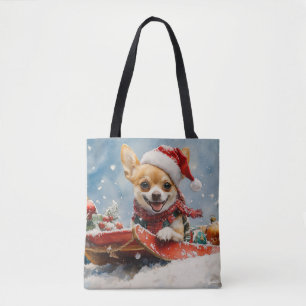 Chihuahua Hund in Sledge Let it Schnee Weihnachten Tasche