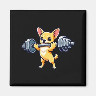 Chihuahua-Hund Kraftdrehen Gewichtheben Fitnessstu Magnet