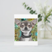 Chihuahua-Hund lächeln Postkarte (Stehend Vorderseite)