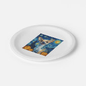 Chihuahua-Hund lächelnd Sternennacht von Van Gogh Pappteller (Schrägansicht)