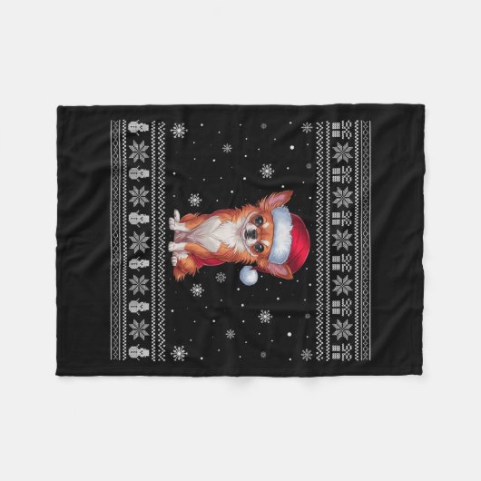 Chihuahua Hund liebt Männer Frauen Santa Ugly Xmas Fleecedecke (Vorderseite (Horizontal))