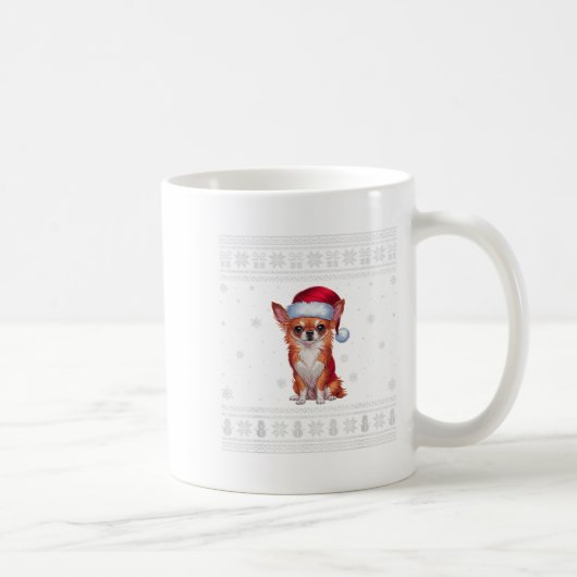 Chihuahua Hund liebt Männer Frauen Santa Ugly Xmas Kaffeetasse (Rechts)
