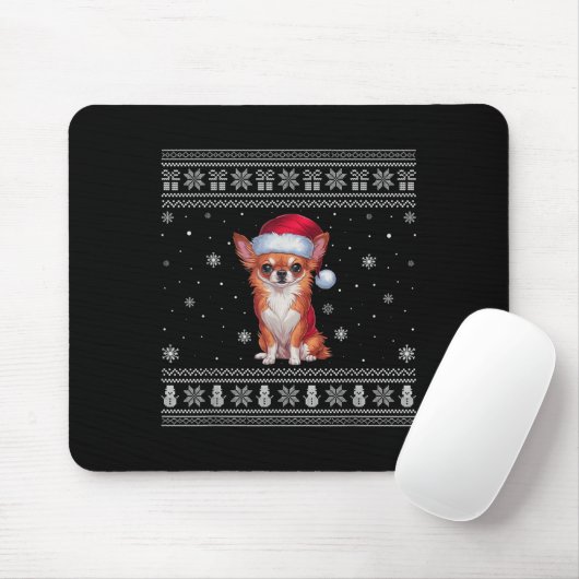 Chihuahua Hund liebt Männer Frauen Santa Ugly Xmas Mousepad (Mit Mouse)