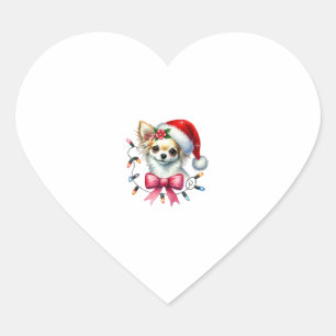 Chihuahua Hund mit Coquette Bow Weihnachtsmatte Herz-Aufkleber