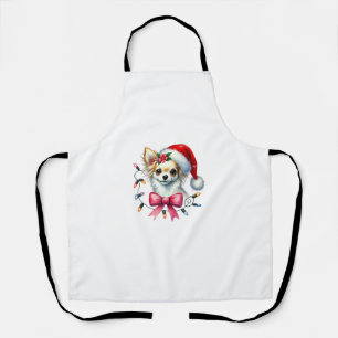 Chihuahua Hund mit Coquette Bow Weihnachtsmatte Schürze