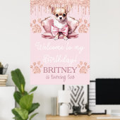 Chihuahua Hund mit Glitzer Geburtstag Begrüßungsge Poster (Heimbüro)