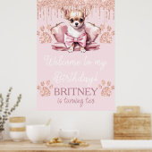 Chihuahua Hund mit Glitzer Geburtstag Begrüßungsge Poster (Küche)