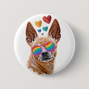 Chihuahua-Hund mit Herzen Valentinstag Button