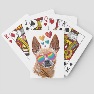 Chihuahua-Hund mit Herzen Valentinstag  Spielkarten