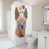 Chihuahua Hund mit HerzValentinstag Duschvorhang (Beispiel)