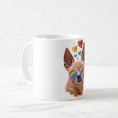 Chihuahua Hund mit HerzValentinstag Kaffeetasse (Vorderseite Links)