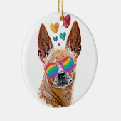 Chihuahua Hund mit HerzValentinstag Keramik Ornament (Rechts)