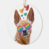 Chihuahua Hund mit HerzValentinstag Keramik Ornament (Links)