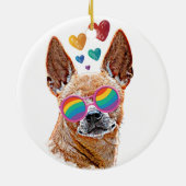 Chihuahua Hund mit HerzValentinstag Keramik Ornament (Hinten)