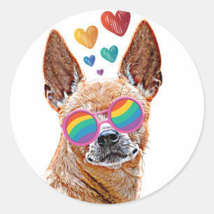 Chihuahua Hund mit HerzValentinstag Runder Aufkleber